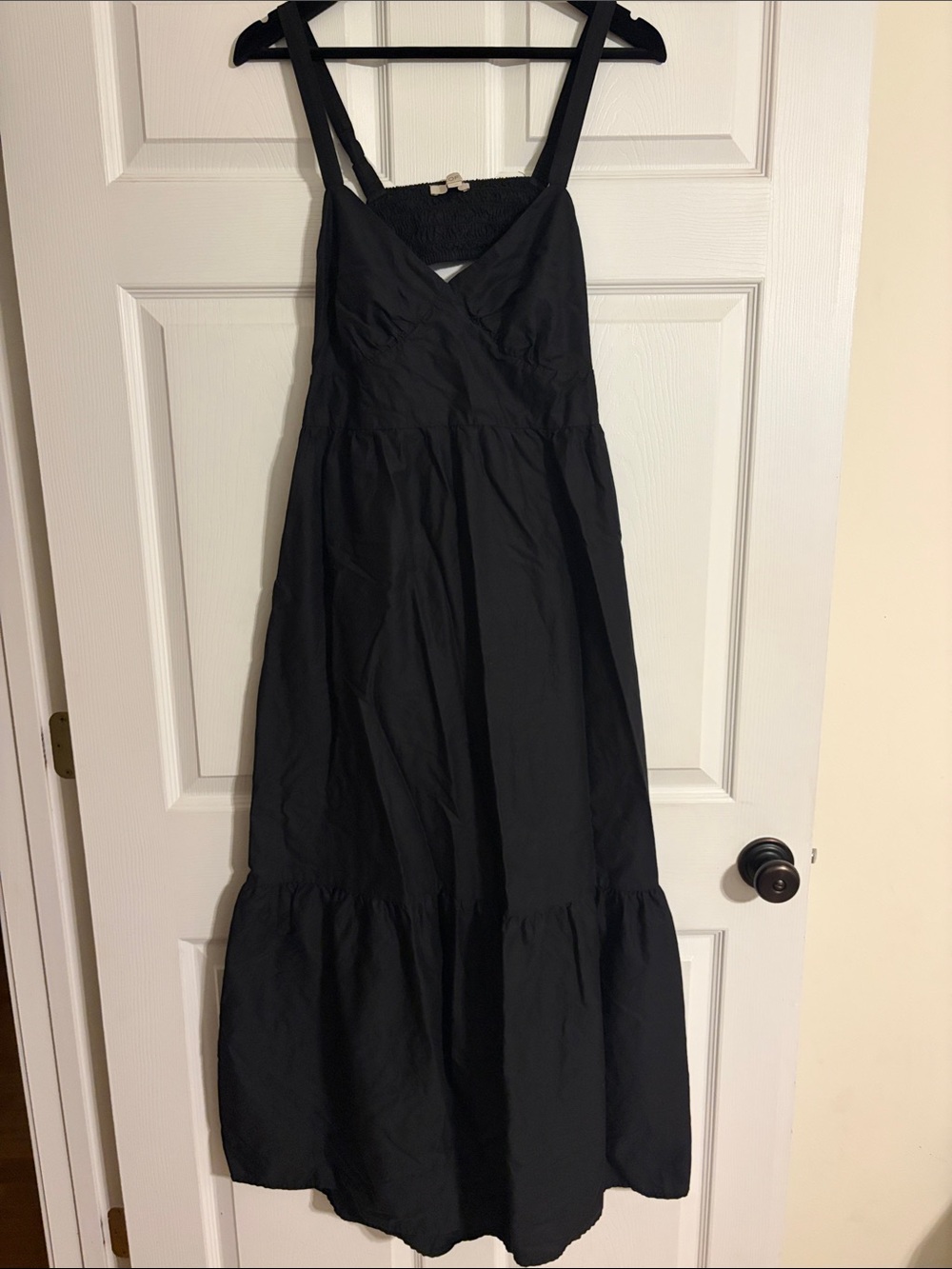 LOFT Open Back Tiered Black Maxi Dress- Size 12